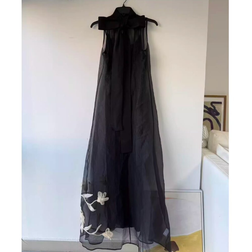 NEW STAUD Albee Maxi Dress Gown XSmall Black White Floral Cocktail *Cover Only* - Picture 4 of 8